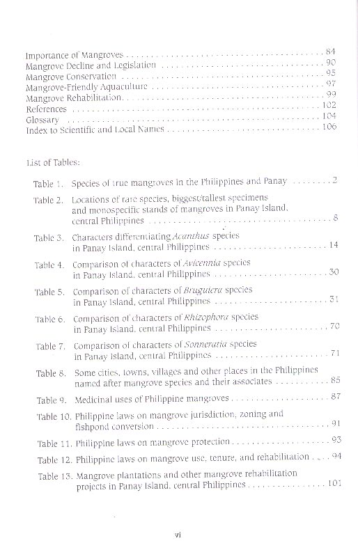 Handbook of Mangroves in the Philippines - Panay - inhaltsverzeichnis